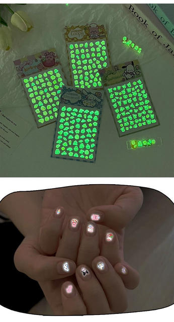 Baby Girl Cartoon Nail Stickers 5D Luminous Nail Stickers for Girls Princess Fluorescent Self-Adhesive Nail Stickers for Little Girls detail 11