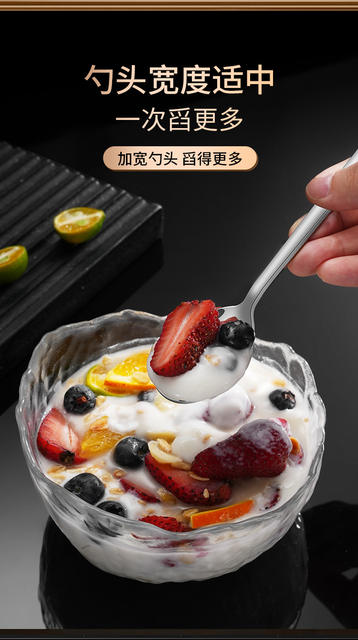 304 Stainless Steel Spoon Household Tableware Korean Spoon Eating Spoon Long Handle Thickeneded Spoon Coffee Stirring Round Spoon detail 8