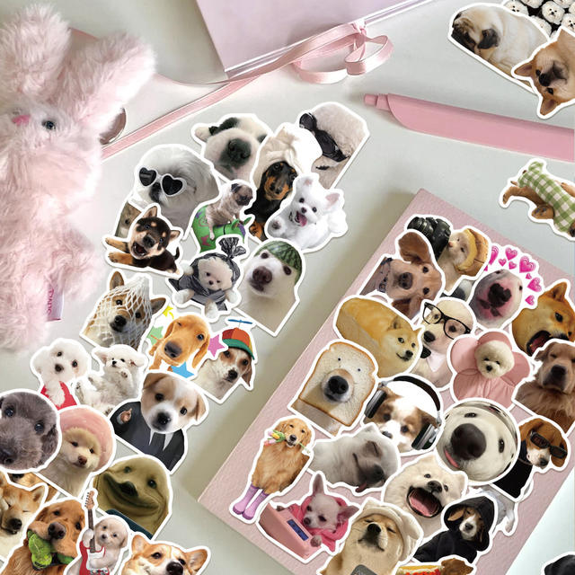 50 Realistic Dog Expression Bag Stickers Laptop Guitar Water Cup Hand Account Book Diary Decoration Waterproof Stickers detail 8