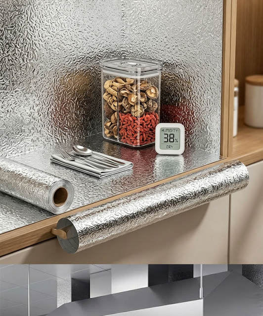 Kitchen Oil-Proof Stickers, Fire-Resistant and High-Temperature Resistant Aluminum Foil, Waterproof and Moisture-Proof Self-Adhesive Easy-To-Clean Thickened Wall Stickers, Tin Foil detail 7