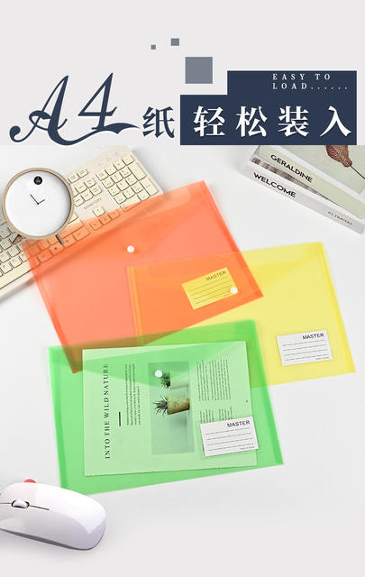 Transparent A4 Plastic Waterproof Document Bag, Archival Material Bag, Student Test Paper Bag, Label Invoice Bag, Custom Printed Logo detail 4