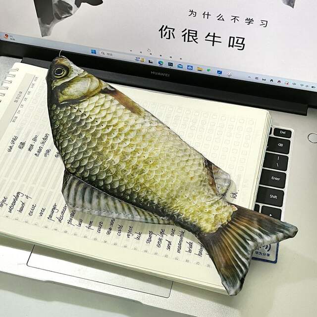Creative Simulation Carassius Carassius Carassius Personality Funny Salted Fish Pencil Bag Fresh Sea Fish Fish Shaped Pencil Bag Shake Tone Same detail 5
