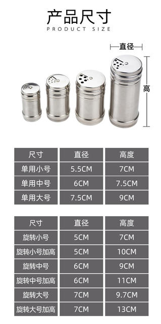 Factory direct stainless steel seasoning jar toothpick container seasoning box pepper jar barbecue jar pepper jar detail 1