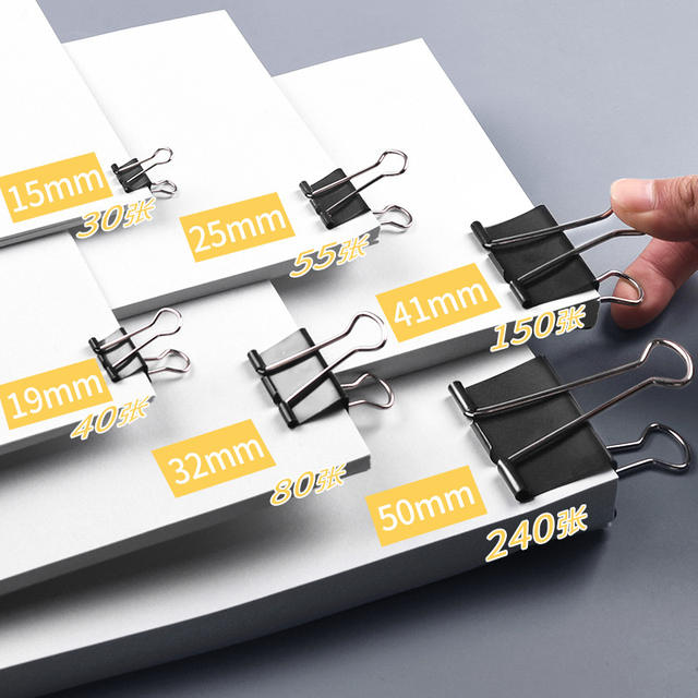 Deli black long tail clip dovetail clip data clip large, medium and small complete specifications fish tail clip ticket clip wholesale detail 6