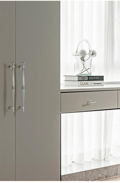 French zinc alloy wardrobe door handle modern simple chrome plated bright silver drawer single hole cabinet solid handle detail 7