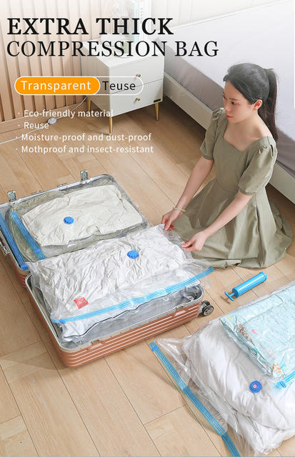 Vacuum Compression Storage Bags for Foreign Trade, Vacuum Travel Bags for down Jackets and Quilts, Extra Large and Thickened detail 1