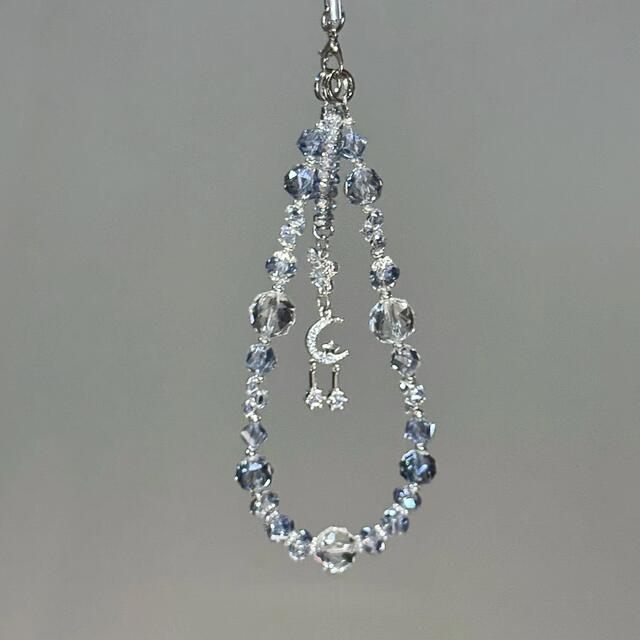 【Ocean Blue Glacier】New Summer Style Ice-Clear Sugar Cube Beaded Phone Chain, Exquisite and Dazzling Niche Phone Lanyard