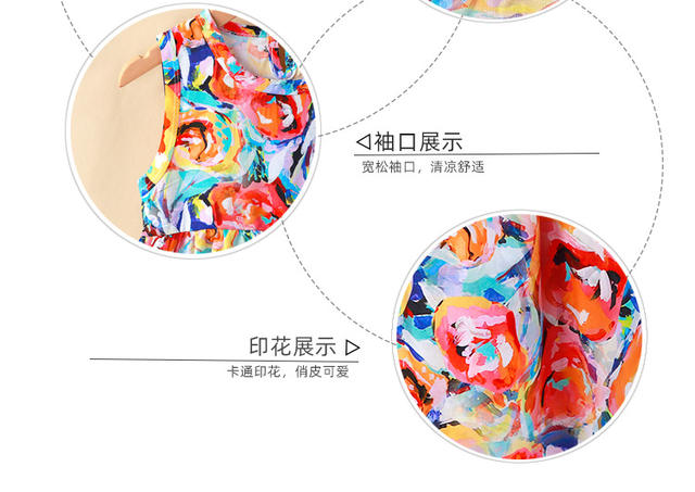 Girls Dress Cotton Silk Summer New Baby Girl Floral Princess Dress Vest Dress Korean Style Girl Skirt Children's Clothing detail 7