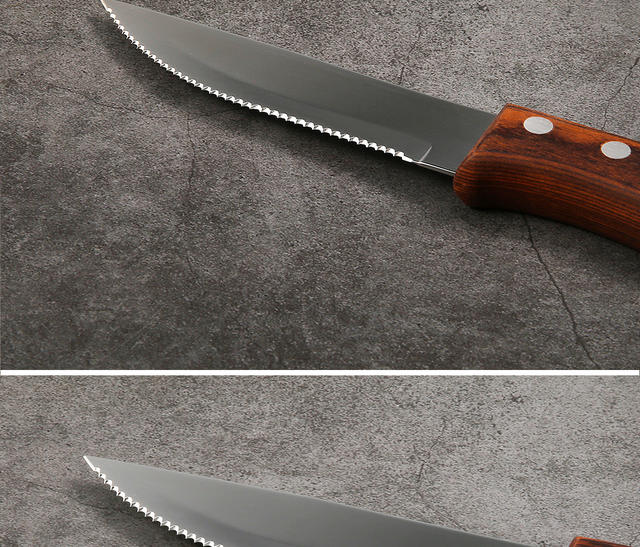 In-Stock Western-Style Knife and Fork Stainless Steel Cutlery Set Brazilian Steak Knife with Colorful Wooden Handle Steak Knife and Fork Cross-Border detail 5