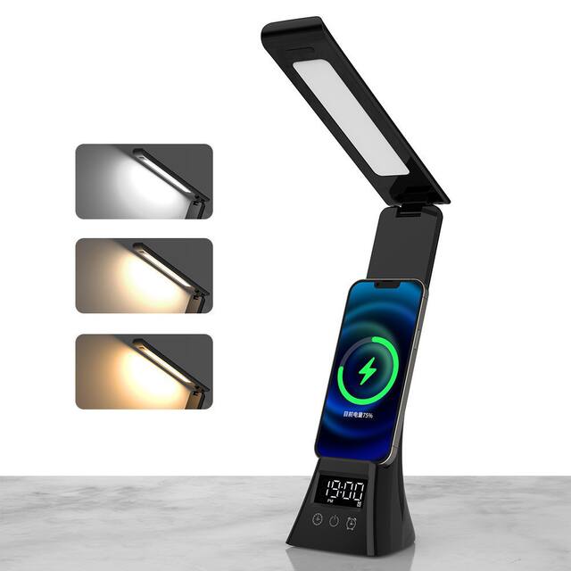Cross-Border Desk Lamp Mobile Phone Wireless Charger Multifunctional Creative Folding Eye Protection Wireless Fast Charging 15W Earphones Watch