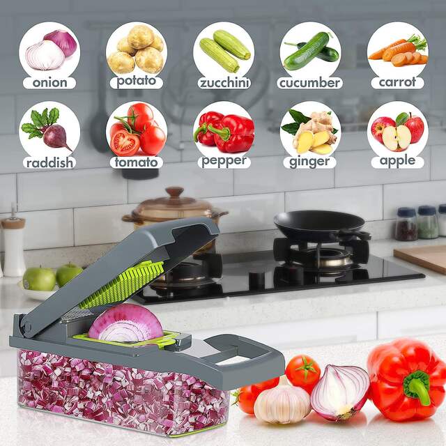 Multifunctional vegetable cutting artifact cross-border Amazon kitchen dicer grater shredder kit vegetable chopper detail 8