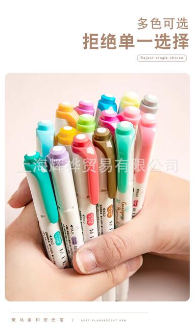 Japanese ZEBRAzebra Fluorescent Color Pen WKT7 Light Color Double Head Marking Pen Student Hand Account Stationery Marking Pen detail 12
