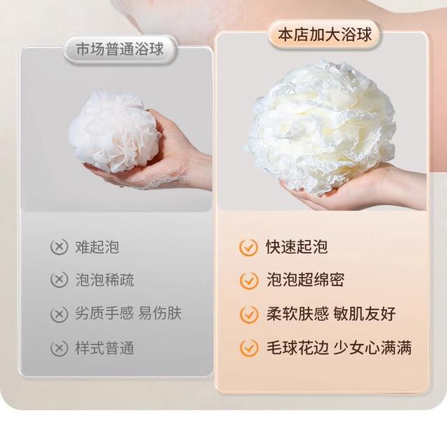 Large Bath Ball Does Not Scatter Super Soft Girl Bath Ball Bath Home High-Level Bath Back Rubbing Foaming Artifact Bath Flower detail 5