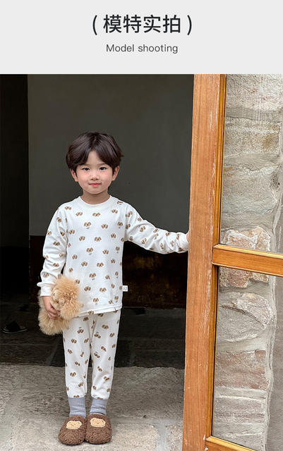 Children's Pure Cotton Autumn Clothes and Pants suit Boys' and Boys' Home Clothes Large and Medium-Sized Children's A- Class Autumn and Winter Base Air-conditioning Clothes detail 6