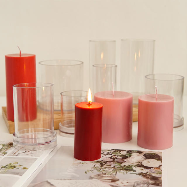 DIY Handmade Aromatherapy Dried Flower Candle Cylindrical Mold Acrylic Column Wax Plastic Soap Cake Grinding Tool Baking detail 8