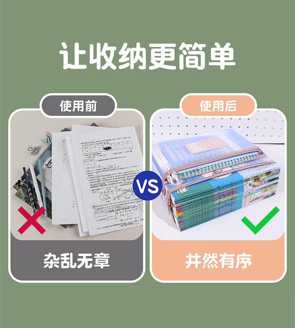 Transparent Mesh Subject Classification File Bag Zipper Double-Layer Large-Capacity Morandi Color Tutoring Bag for Primary School Students detail 7