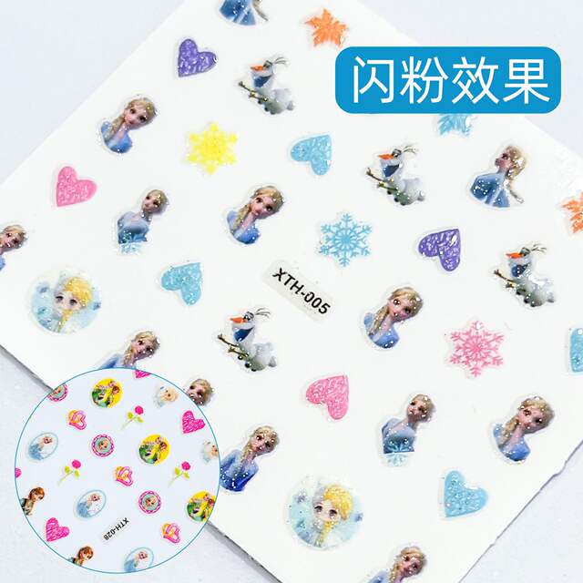 Manufacturer Wholesale 15 Cartoon Nail Stickers Set for Kidsren and Girls Ice and Snow Princess Star Dew Dress up Nail Art Stickers detail 7