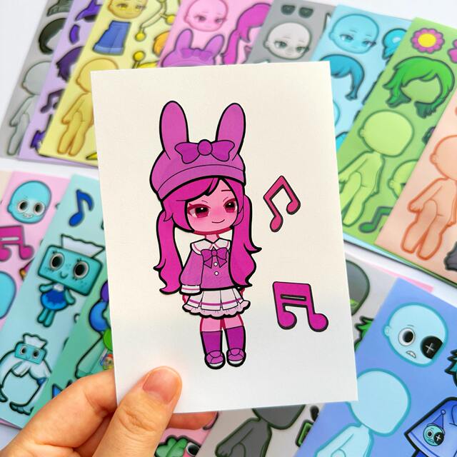 Rhythm Box Sprunki Character Dress up Stickers Girls Boys Children's Educational Face Changing Concentration Sticker Book detail 10