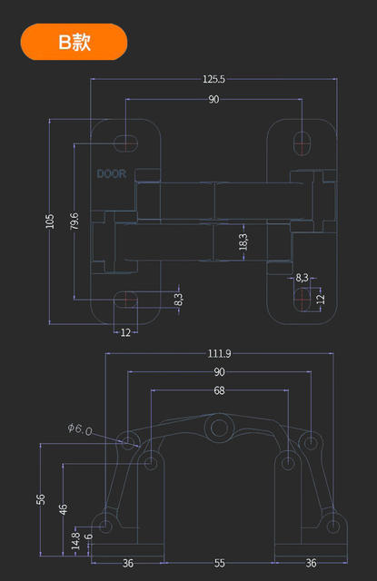 Stone Door Hinges, Invisible Door Stainless Steel Heavy-Duty Hinges, Shaft Door Hinges, Heavy-Duty Tile Hinges, Concealed Two-Dimensional Hinges detail 7