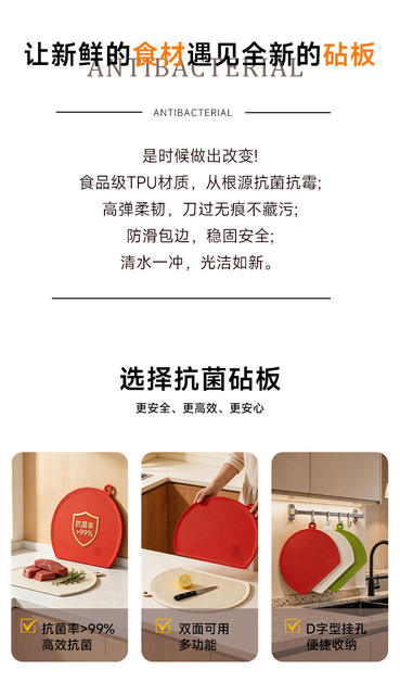 Household Anti-Mold Cutting Board Made of Food-Grade Tpu Material, Machine Washable, Double-Sided, Flexible Kitchen Chopping Board detail 5