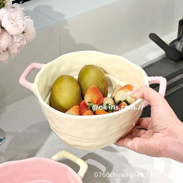 Double-Eared Soup Bowl, Snail Noodle Bowl, Instant Noodle Bowl, Baking Bowl, Ceramic Fruit Salad Bowl, Spicy Hot Pot Bowl, Home Dormitory detail 4
