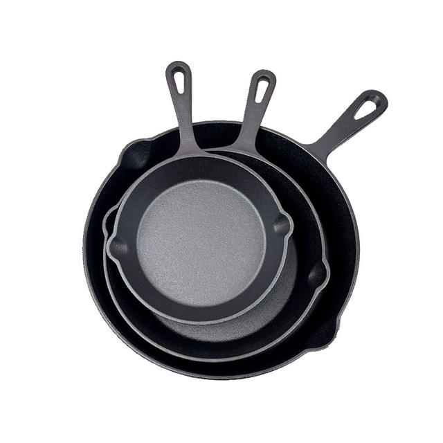 Cast Iron Pot, Small Frying Pan, Flat-Bottomed Non-Stick Pan, Traditional Household Iron Pan, Egg Frying Pan, Household Three-Piece Cookware Set detail 12
