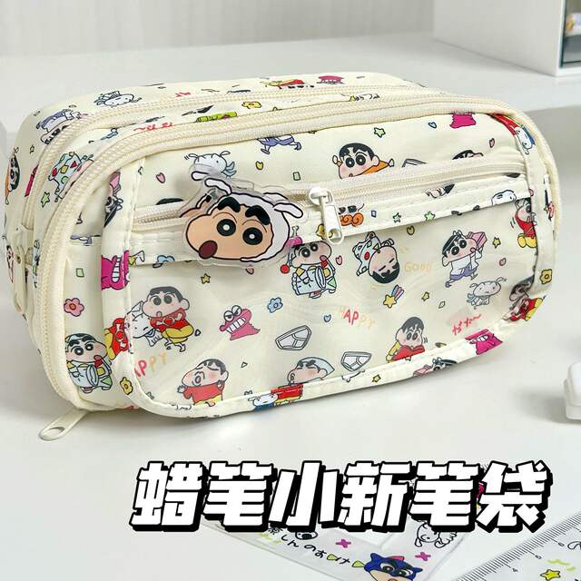 Cartoon Crayon Small New Pain Bag Pencil Bag Simple Student Cute Multi-layer Large Capacity Pencil Case Stationery Storage Bag detail 1