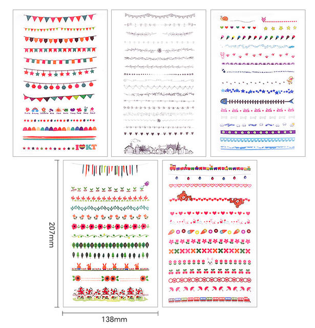 Cute split line large stickers suit diy hand account material kindergarten growth manual decoration baby album stickers detail 3