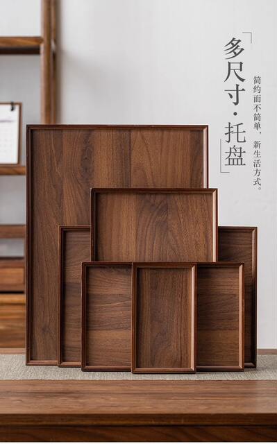 Household Wooden Tea Cup Dinner Plate for Tea Cup Tea Set Storage Plate Encirclement Stove Tea Bamboo Rectangular Tray Tea Tray detail 1