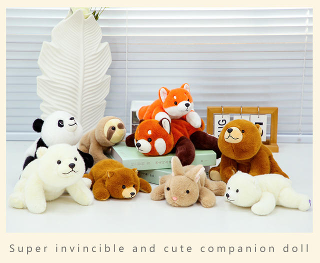 Genuine very precious sweet three-position animal doll sloth lie prone small doll palm treasure raccoon plush toy detail 8