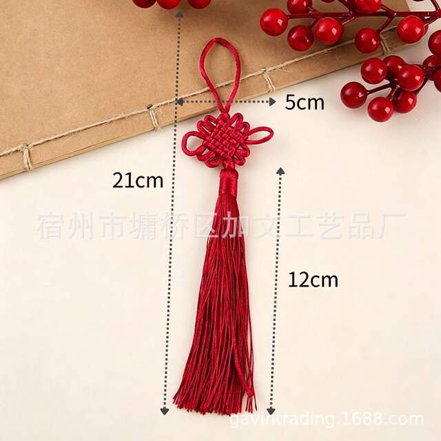 Small Red Six-Square Knot Chinese Knot Pendant, Small Hanging Ornament Chinese Knot Tassel, Prosperity Knot Special Gift detail 5