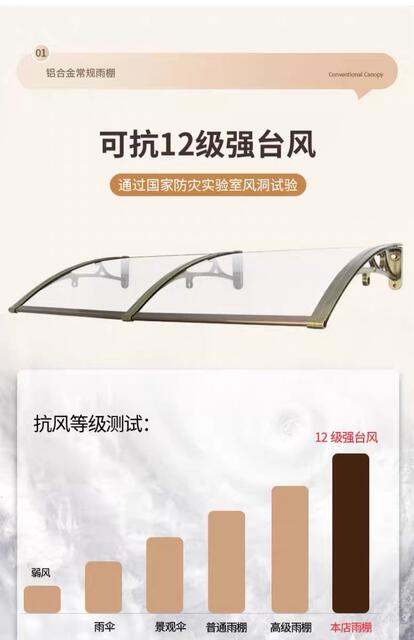 Factory wholesale foreign trade cross-border aluminum alloy canopy sunshade eaves household outdoor rainproof balcony window rain detail 4