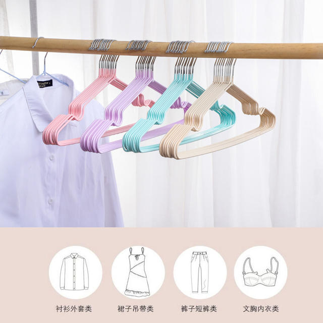 Adult plastic coated hanger wholesale hook seamless drying hanger household non-slip clothes hanger groove clothes rack detail 4