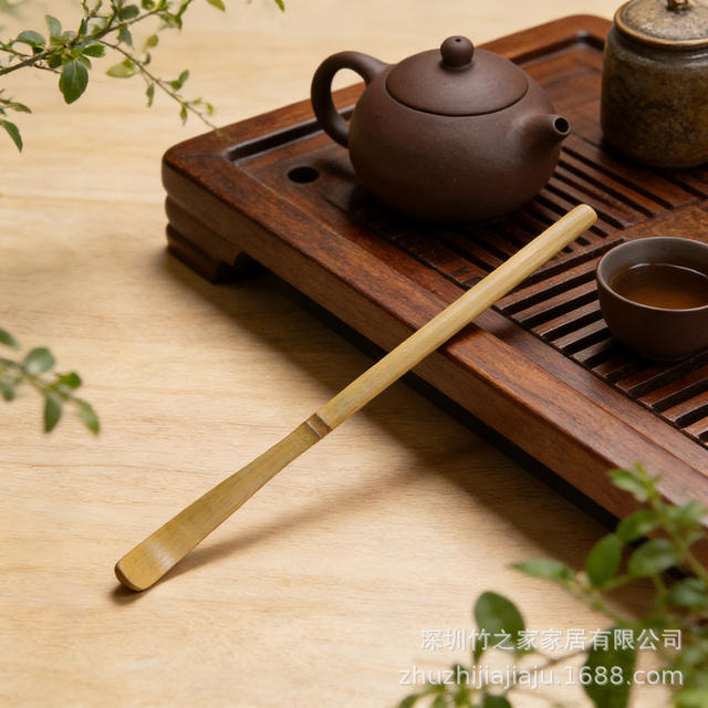 Purple Bamboo Tea Scoop Tea Set Accessories White Bamboo Tea Scoop Tea Scraper Carbonized Polished Matcha Tool Pointed Wide Head Regular detail 8
