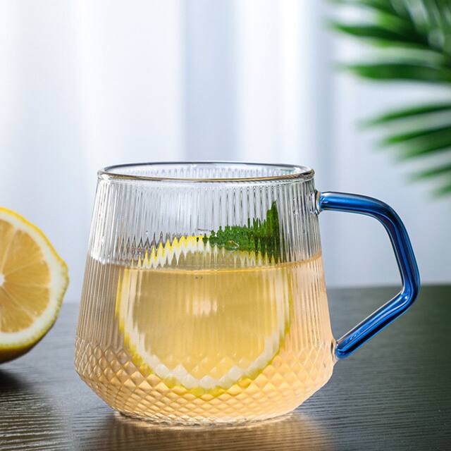 Ins-Style High Borosilicate Glass Cup with Handle, Vertical Stripe Tea Cup, Heat-Resistant Household Coffee Cup, Light Luxury Water Cup, Drinking Cup detail 7