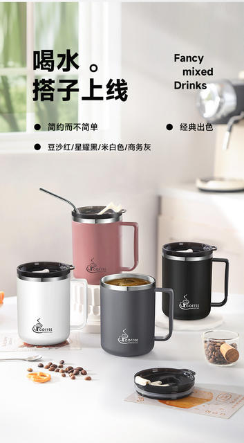 Mug 304 Stainless Steel Anti-Fall with Lid Student Dormitory Milk Cup Men's and Women's Home Water Cup Office Coffee Cup detail 5