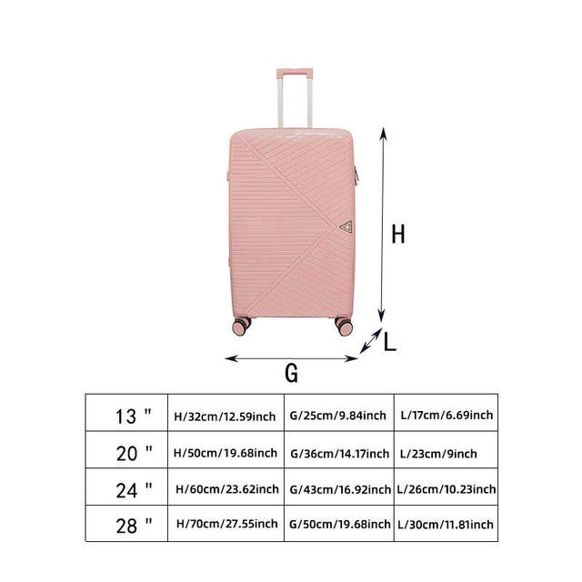 Ultra-Light Travel Suitcase Password Lock Pp Set Foreign Trade Luggage Zipper Large Capacity Carry-On Suitcase with Universal Wheels detail 3