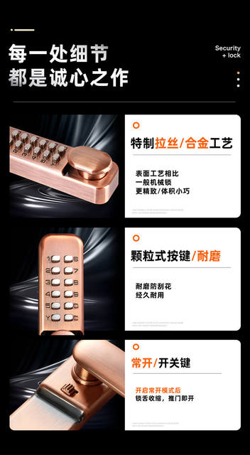 Mechanical Password Door Lock, Outdoor Courtyard Door Lock, Household Iron Door Fence Lock, Old-Fashioned Fingerprint Waterproof Password Lock detail 4