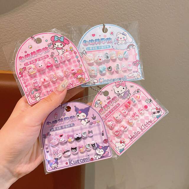 New Cartoon Children's Nail Stickers Kulomi Nail Stickers Girls Wear Armor Sanrio Stereo Sticker Patch detail 2