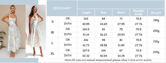 2025 Cross-Border Amazon European and American New Slim Fit Waist V Neck Suspender Printed Mid-Length Dress for Women detail 2