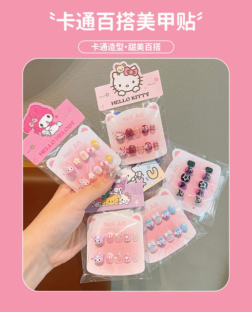 Children's Wearable Nail Stickers for Little Girls, Removable Nail Art Stickers, Girls' Gifts, Nail Patches, Wearable Nails Wholesale detail 1