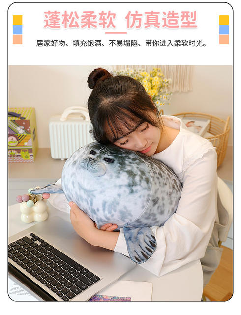 Japan Osaka Simulated Seal Doll Pillow Aquarium Popular Soft Pillow Aquarium Plush Toy detail 6