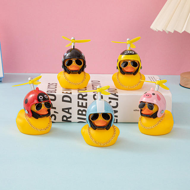 Car-mounted Wind-breaking Duck Creative Car Ornaments Electric Car Decorations Little Yellow Duck Bicycle Social Duck Vinyl Doll detail 1