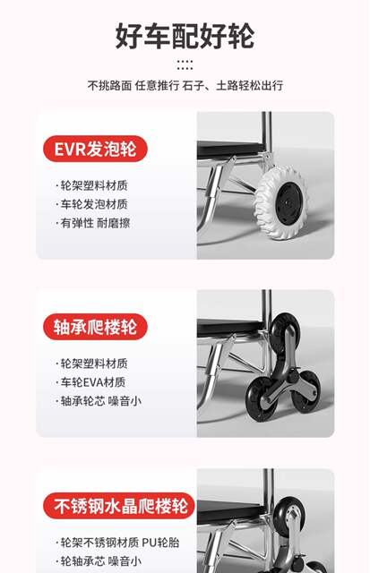 Shopping Cart for Elderly, Lightweight Portable Folding Trolley for Home Use and Climbing Stairs detail 10