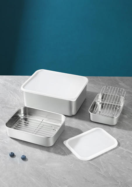316 Fresh-Keeping Box 304 Stainless Steel Refrigerated Box with Lid Sealed Storage Box Refrigerator Food Storage Quick-Freezing Box detail 11