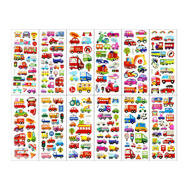 Engineering Vehicle Stickers, Transportation Bubble Stickers, Children's Cartoon Car Three-Dimensional Stickers, Cross-Border Birthday Party Gifts detail 7