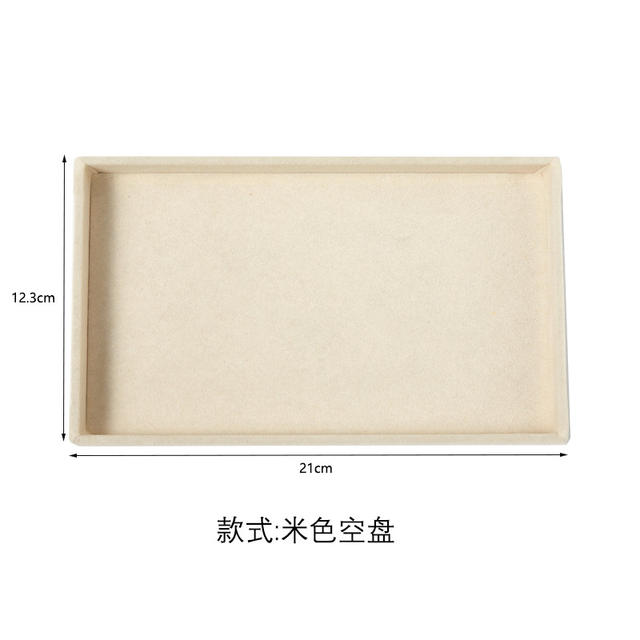 Beige jewelry tray jewelry box storage box ear studs earrings drawer flannel plate detail 3