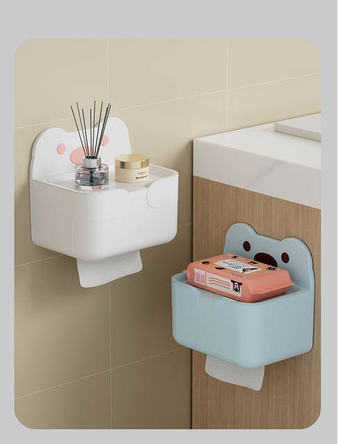 Creative Cartoon Tissue Box Multifunctional Wall Removable Mask Storage Box Living Room Bathroom Wall Mounted Paper Box detail 11