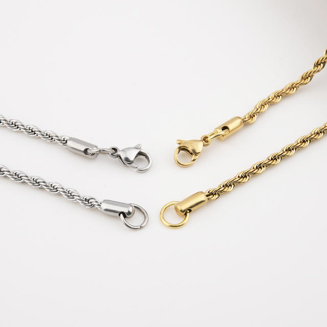 Stainless Steel Twist Chain Vacuum Color Retention Electroplating Non-Fading Gold Necklace Titanium Steel Hip-Hop Men's Chain Chain detail 8