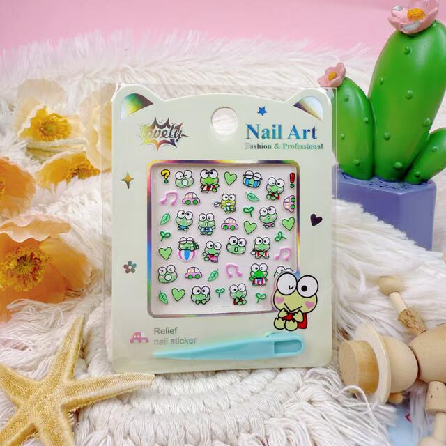 New 3D cartoon cute children's nail stickers waterproof nail stickers uv relief three-dimensional little girl nail stickers detail 12